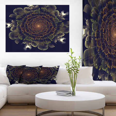 Orange Fractal Flower with Green - Digital Art Canvas Print