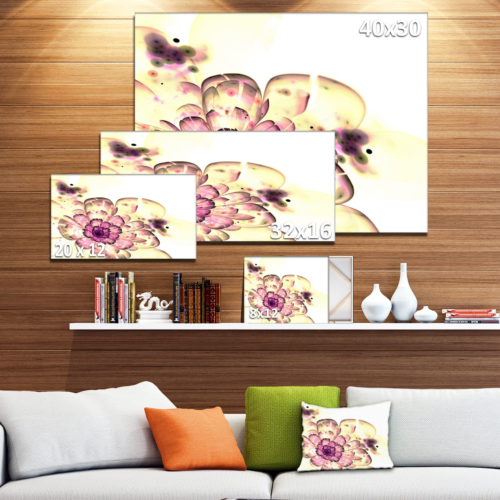 Dark Yellow Fractal Floral Art - Digital Art Canvas Print