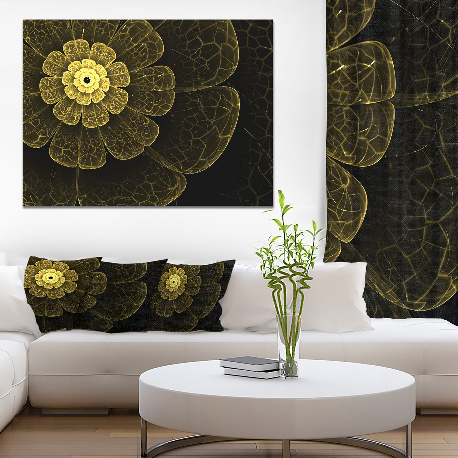 Light Yellow Metallic Fabric Flower - Digital Art Canvas Print