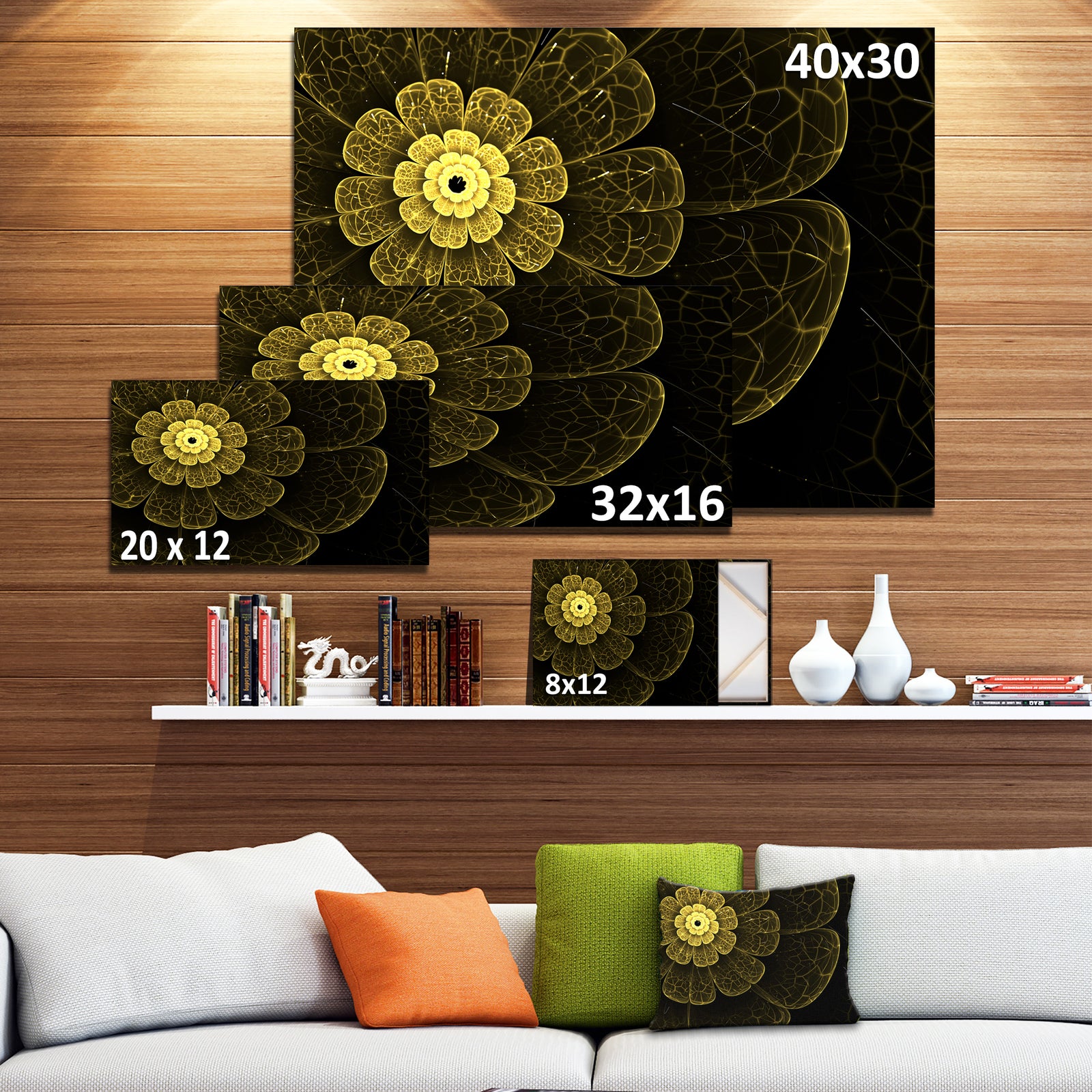 Light Yellow Metallic Fabric Flower - Digital Art Canvas Print