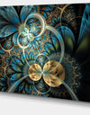 Symmetrical Blue Gold Fractal Flower - Abstract Print On Canvas