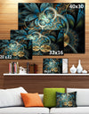 Symmetrical Blue Gold Fractal Flower - Abstract Print On Canvas