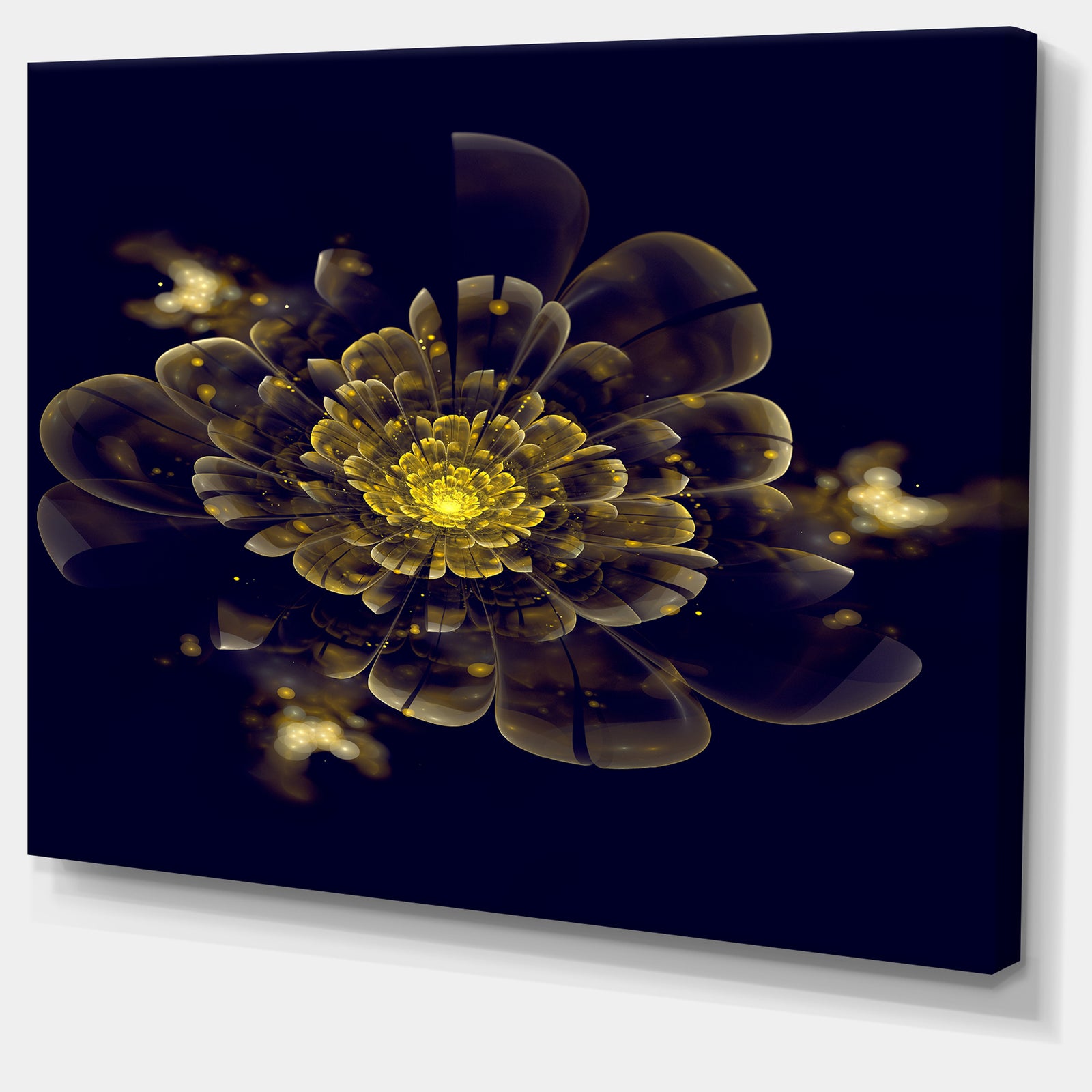 Golden Metallic Fractal Flower - Digital Art Canvas Print