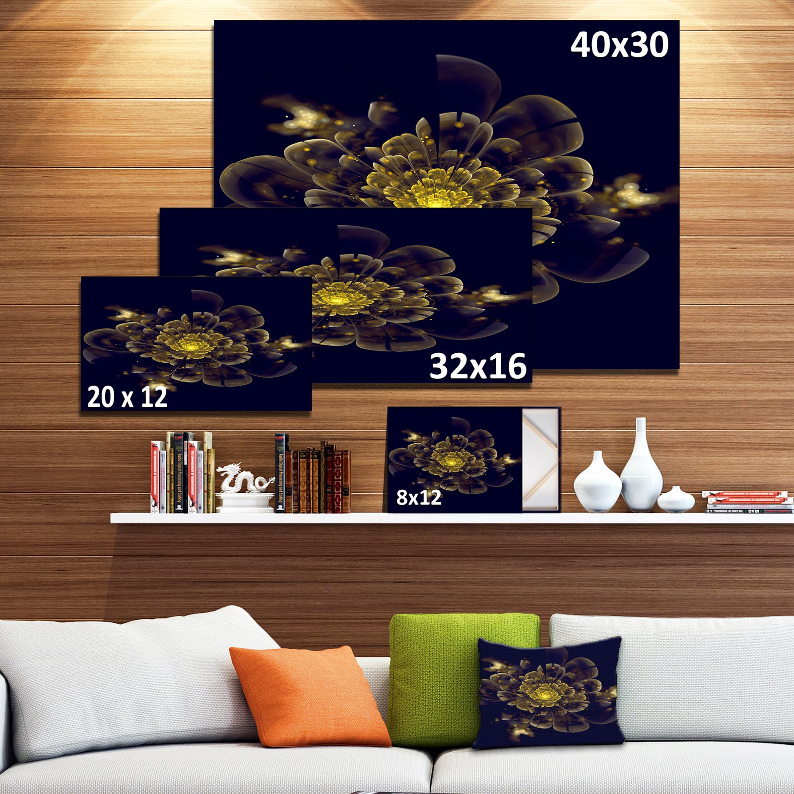 Golden Metallic Fractal Flower - Digital Art Canvas Print