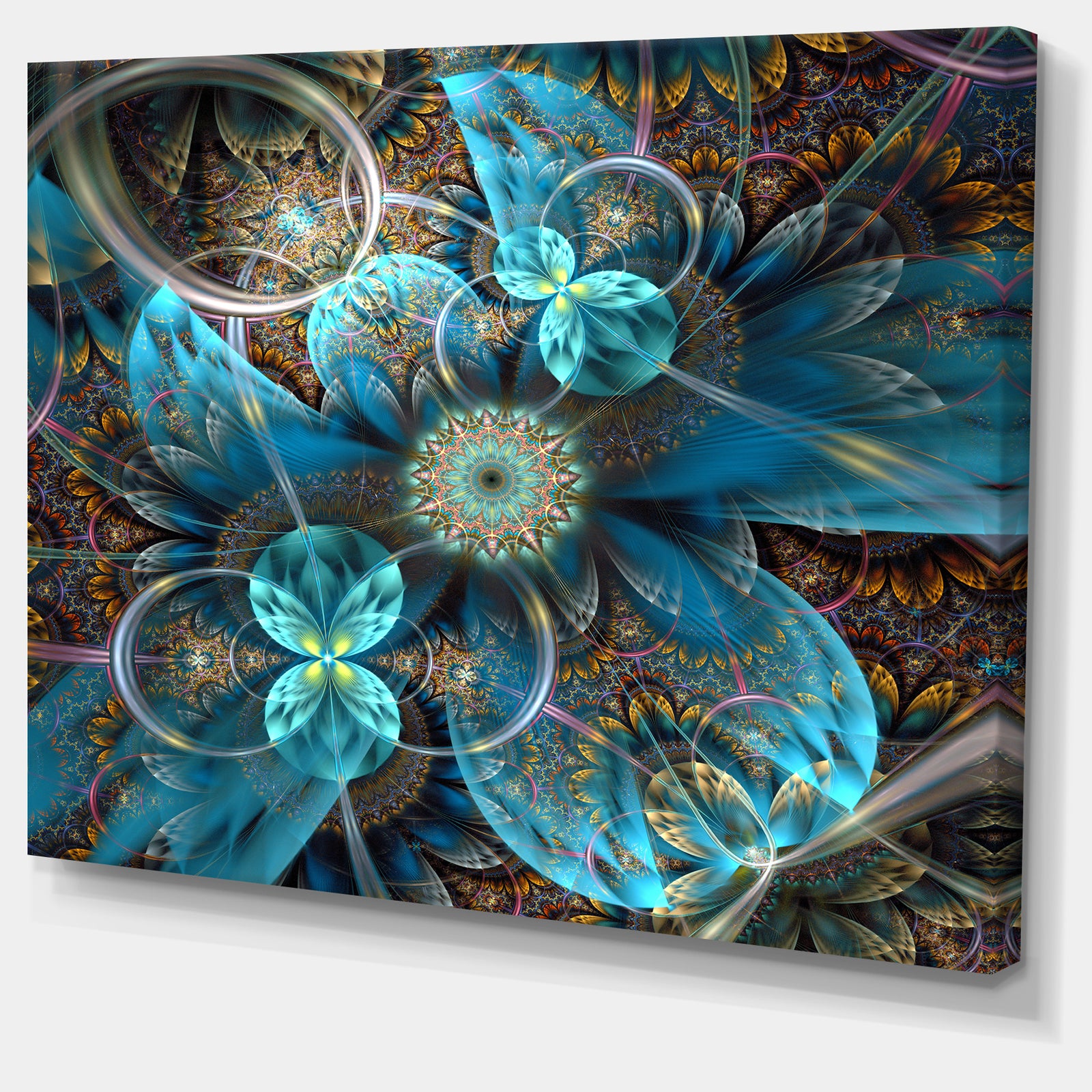 Fractal Blue Flowers - Floral Art Canvas Print