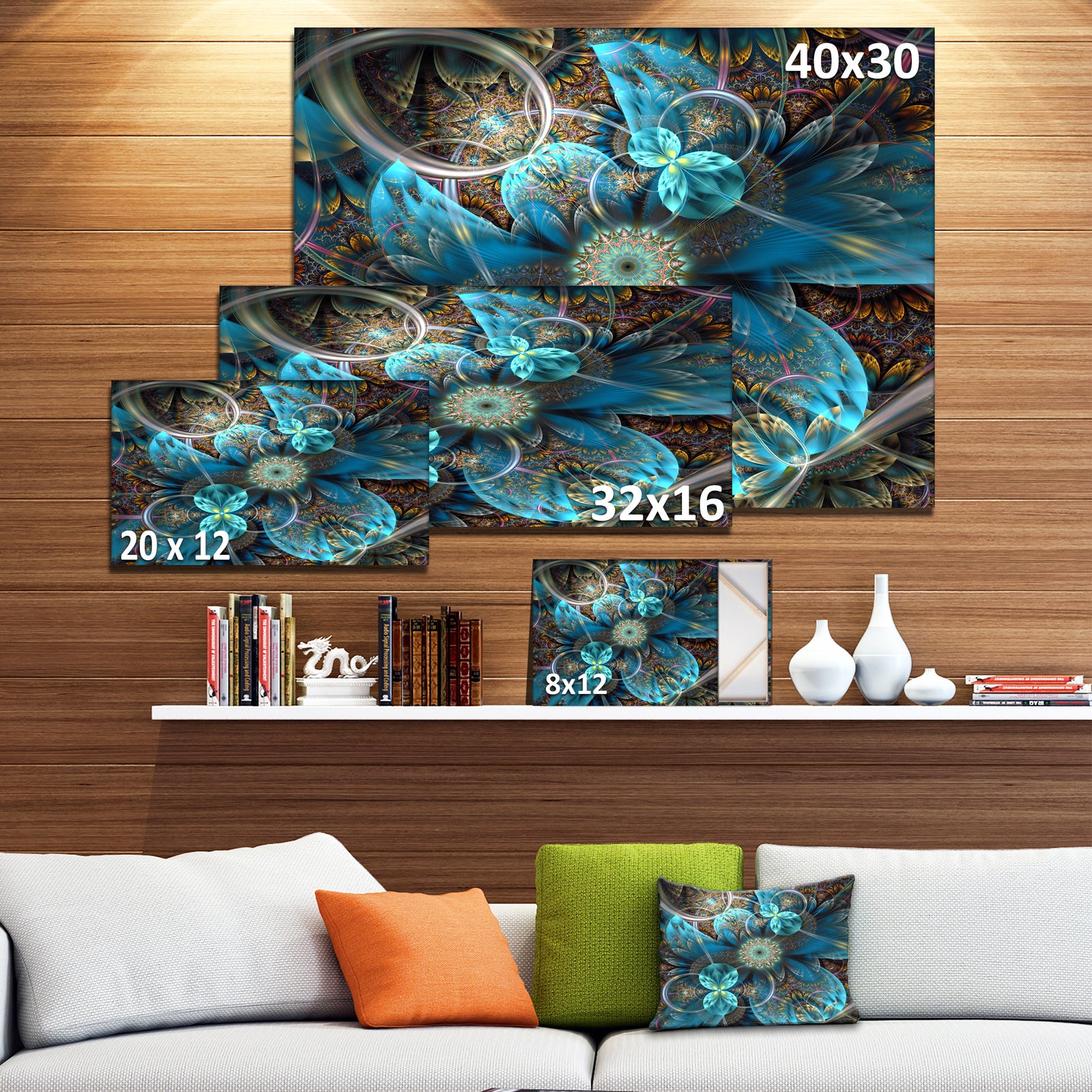 Fractal Blue Flowers - Floral Art Canvas Print