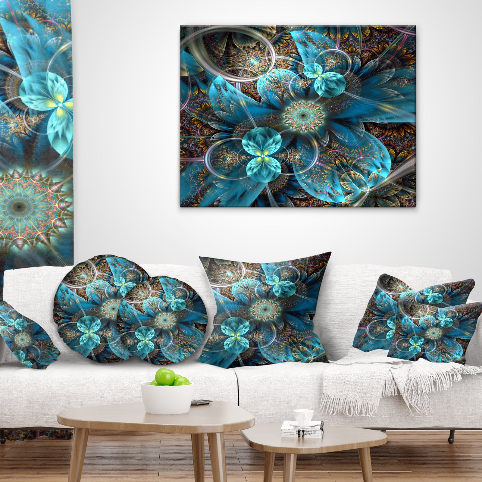 Fractal Blue Flowers - Floral Art Canvas Print