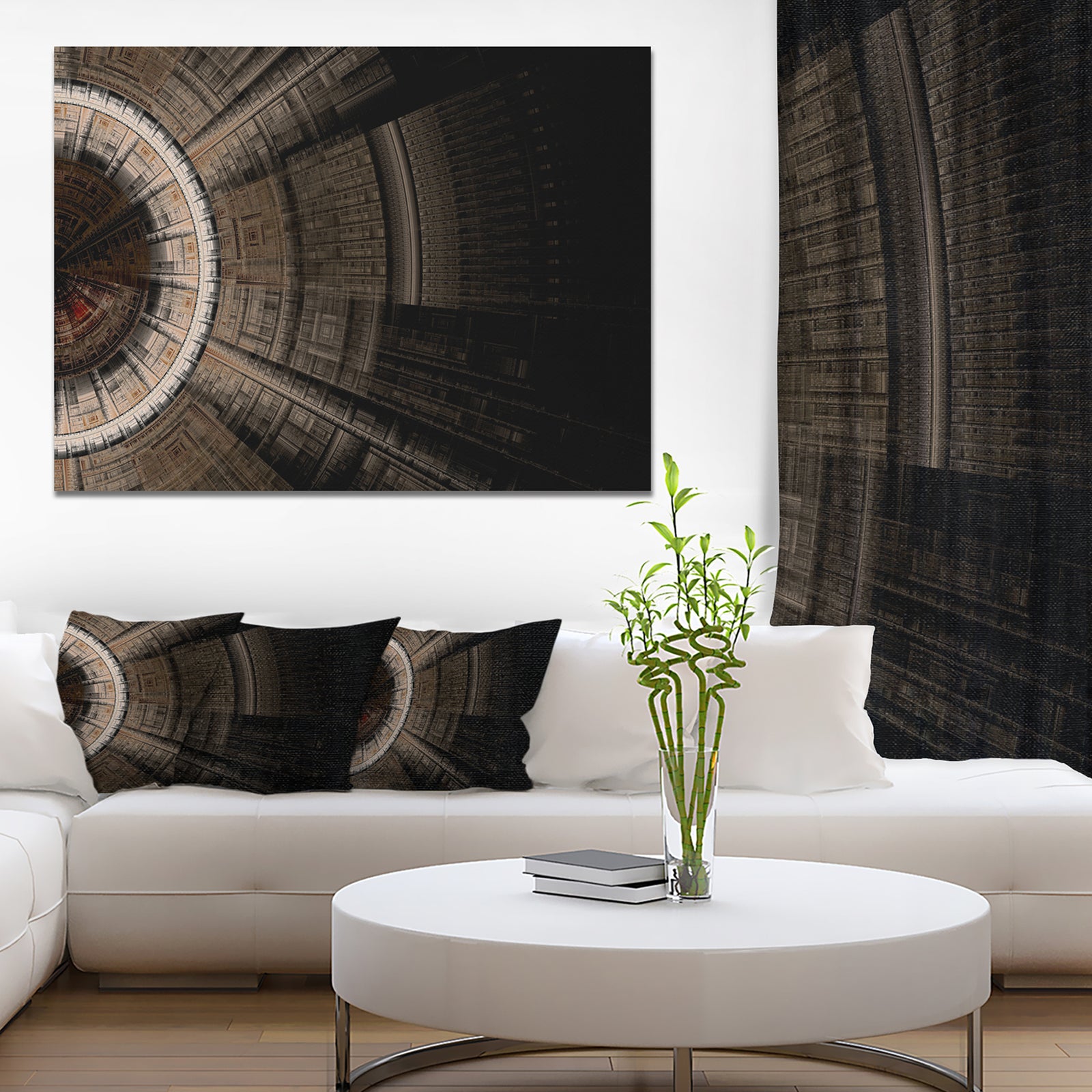 Symmetrical Solar Blue Fractal Art - Digital Art Canvas Print