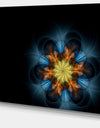 Symmetrical Blue Orange Fractal Flower - Digital Art Canvas Print