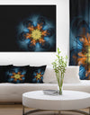 Symmetrical Blue Orange Fractal Flower - Digital Art Canvas Print