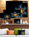 Symmetrical Blue Orange Fractal Flower - Digital Art Canvas Print