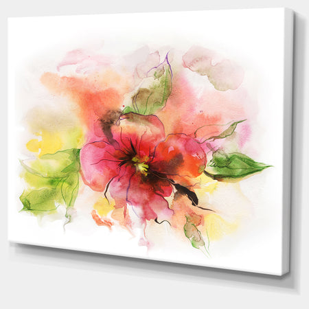 Pink and Red Floral Design - Watercolor Floral Art Canvas Print