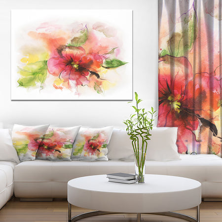 Pink and Red Floral Design - Watercolor Floral Art Canvas Print