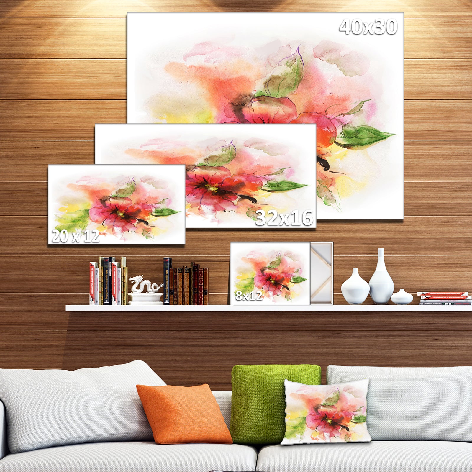 Pink and Red Floral Design - Watercolor Floral Art Canvas Print