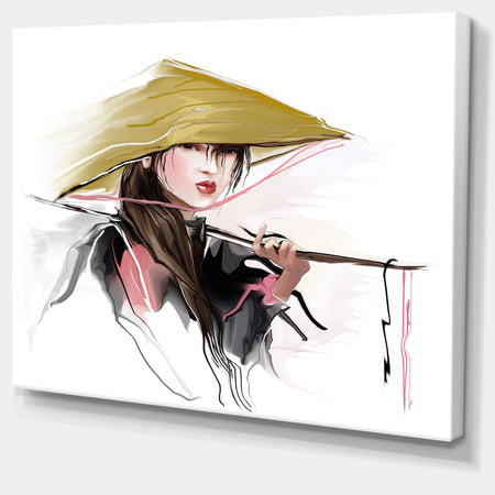 Vietnamese Woman - Digital Art Portrait Canvas Print
