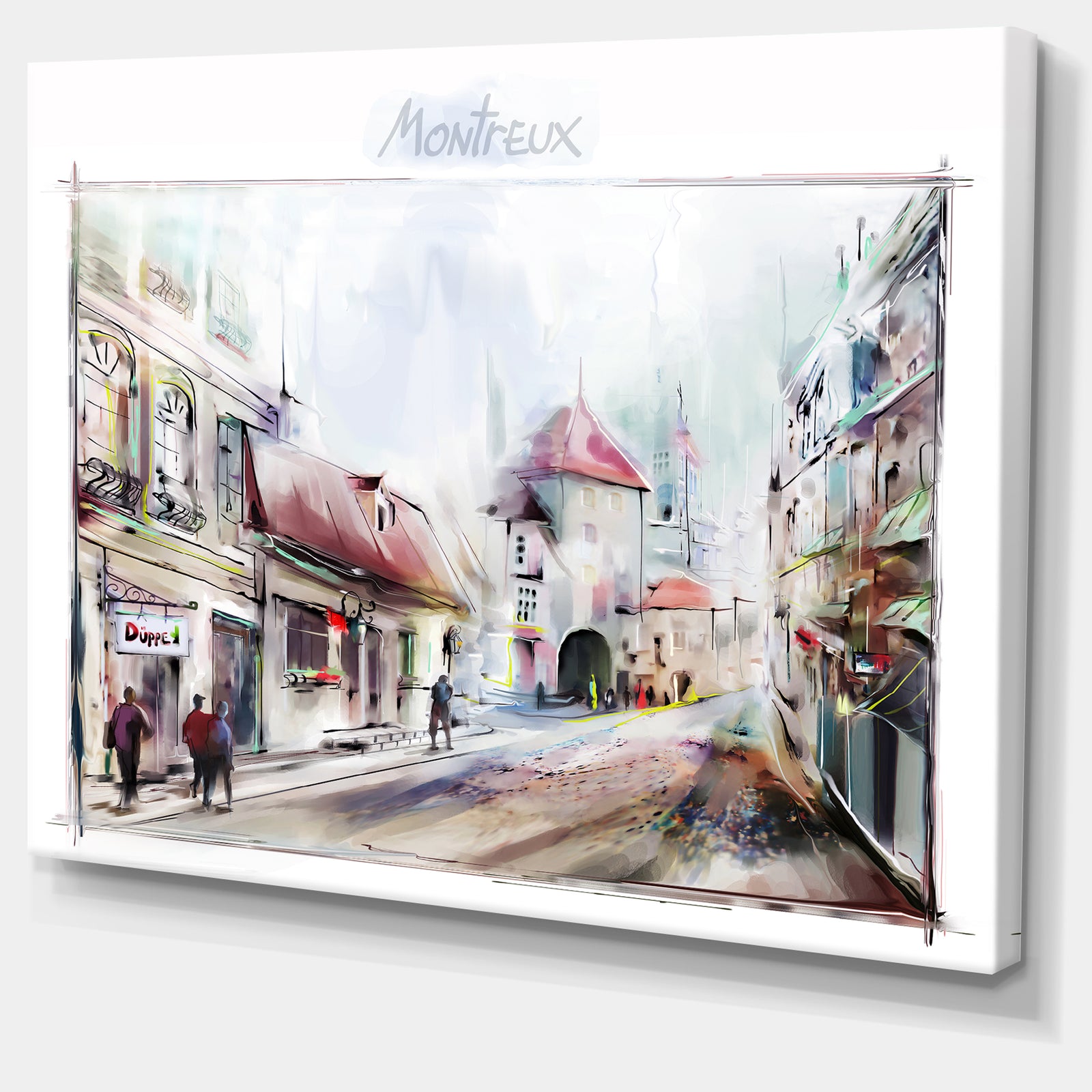 Montreux Illustration - Digital Art Landscape Canvas Print
