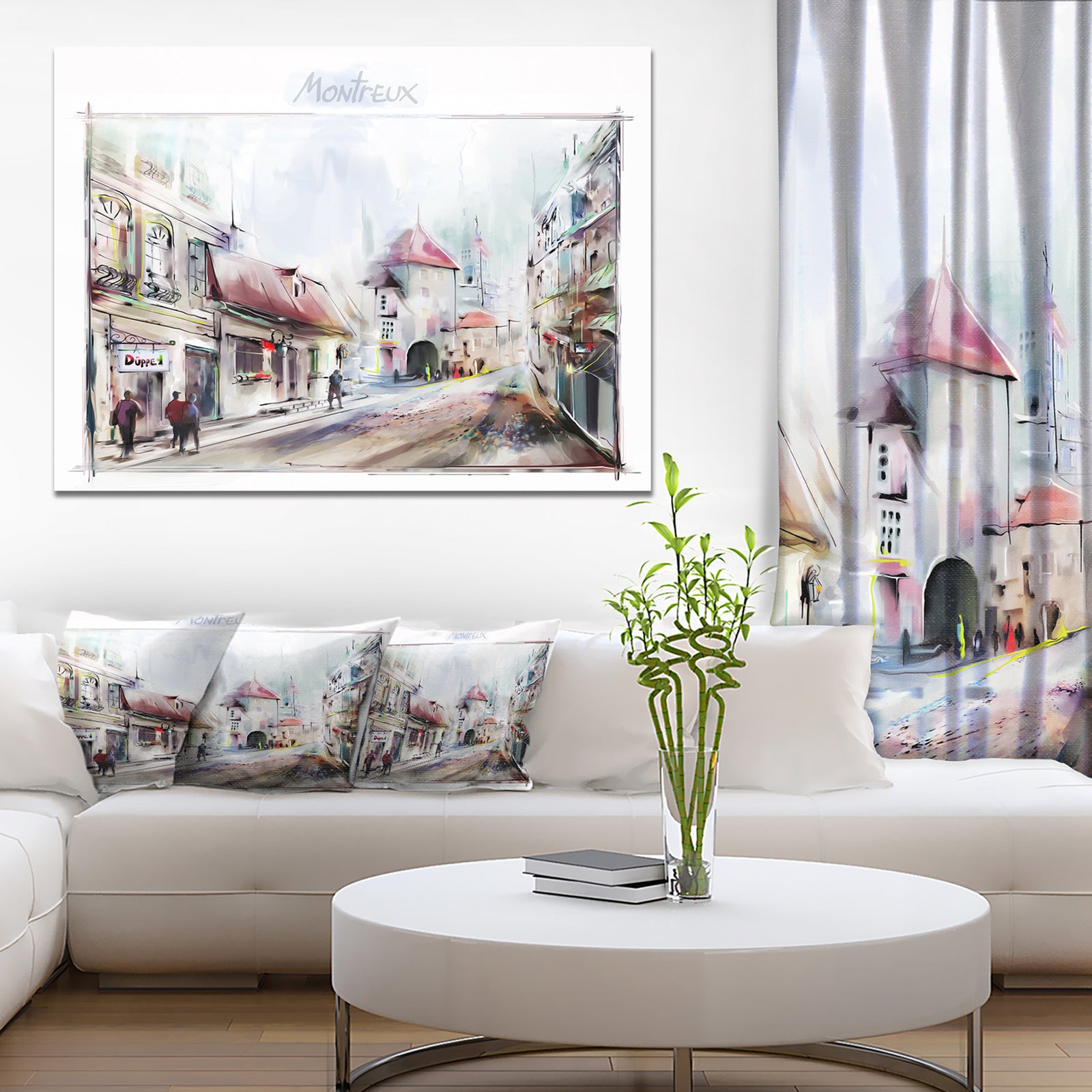 Montreux Illustration - Digital Art Landscape Canvas Print