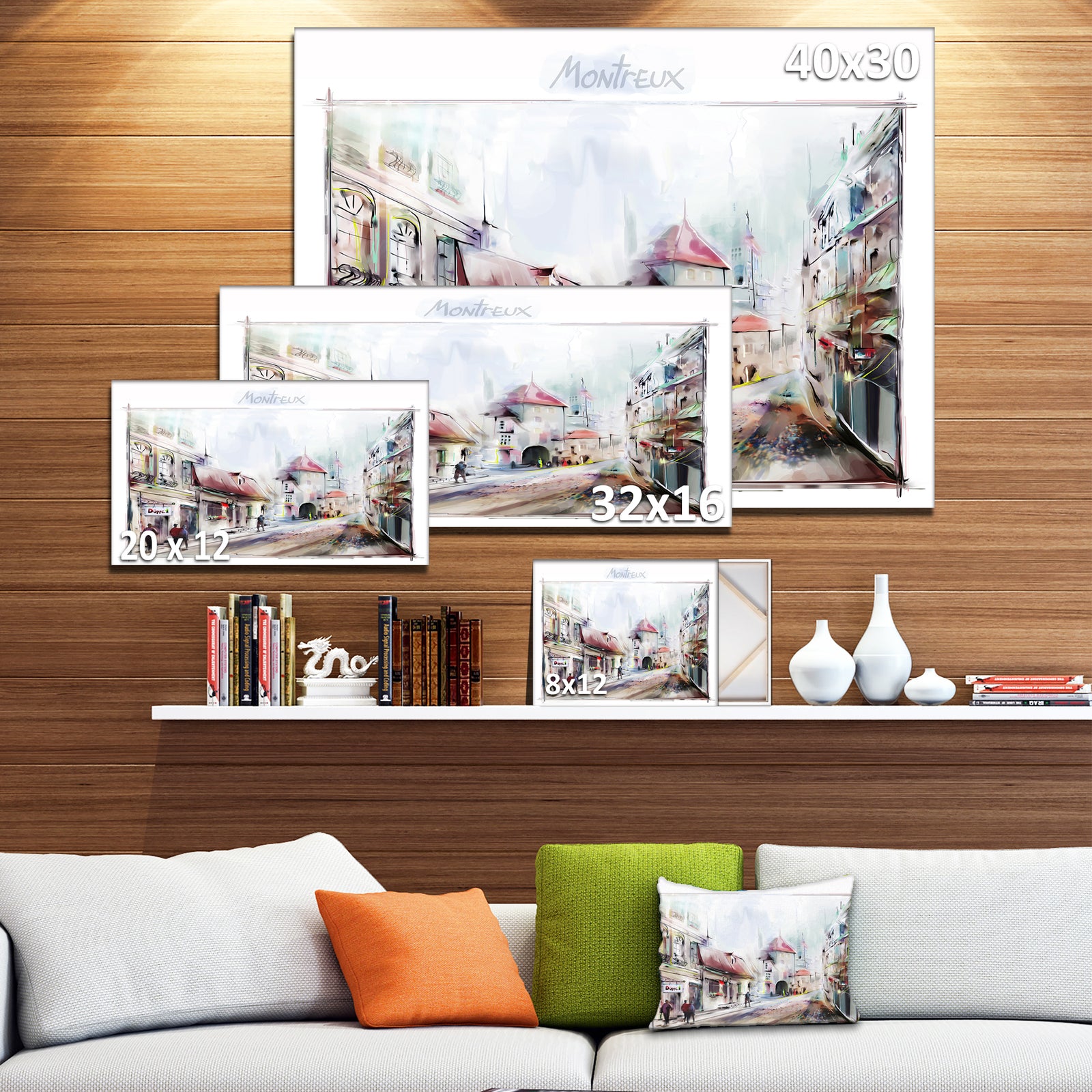 Montreux Illustration - Digital Art Landscape Canvas Print