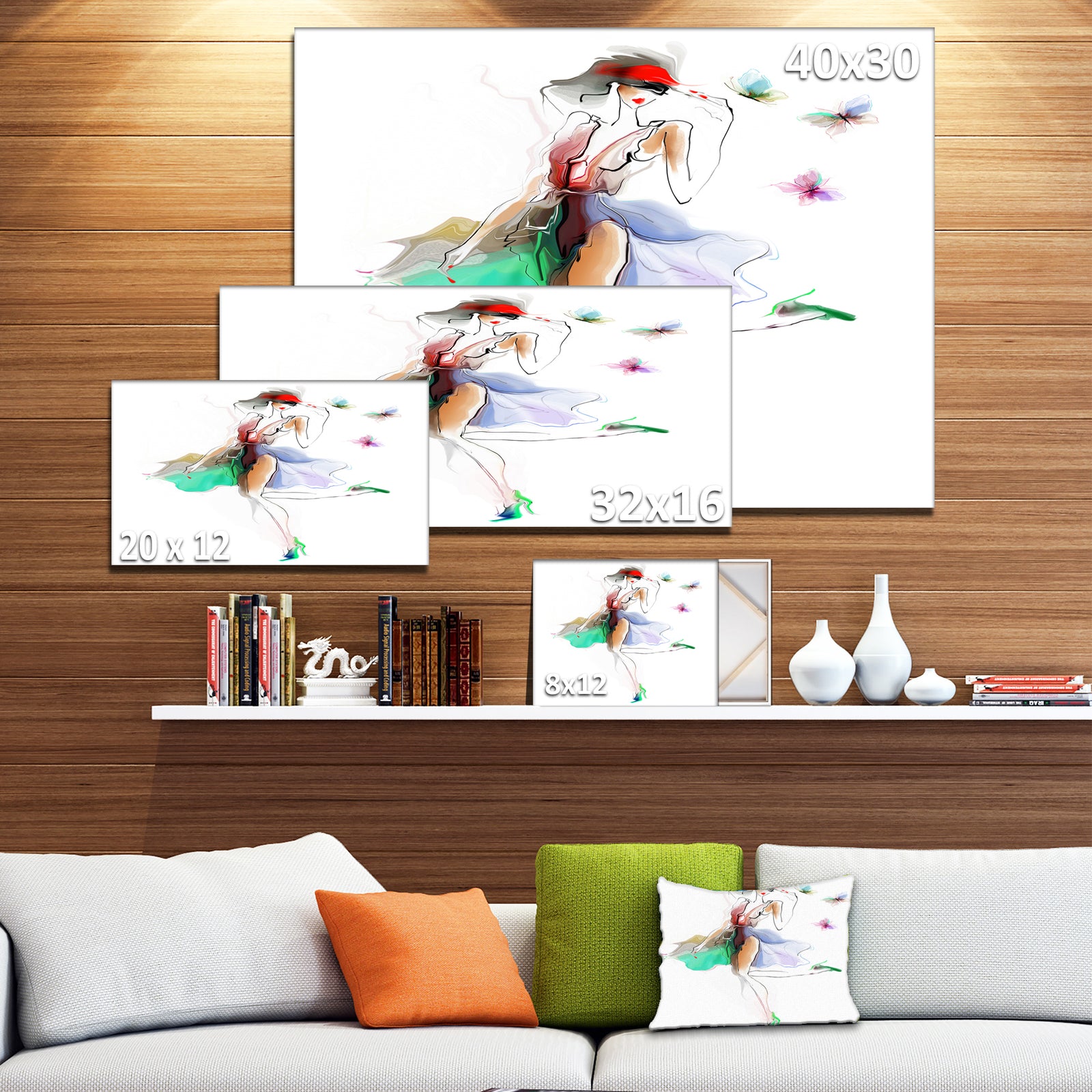 Fashion Girl in Multiple Colors - Portrait Canvas Art Print