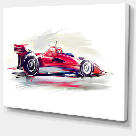 Red Formula One Car - Digital Art Car Canvas Print