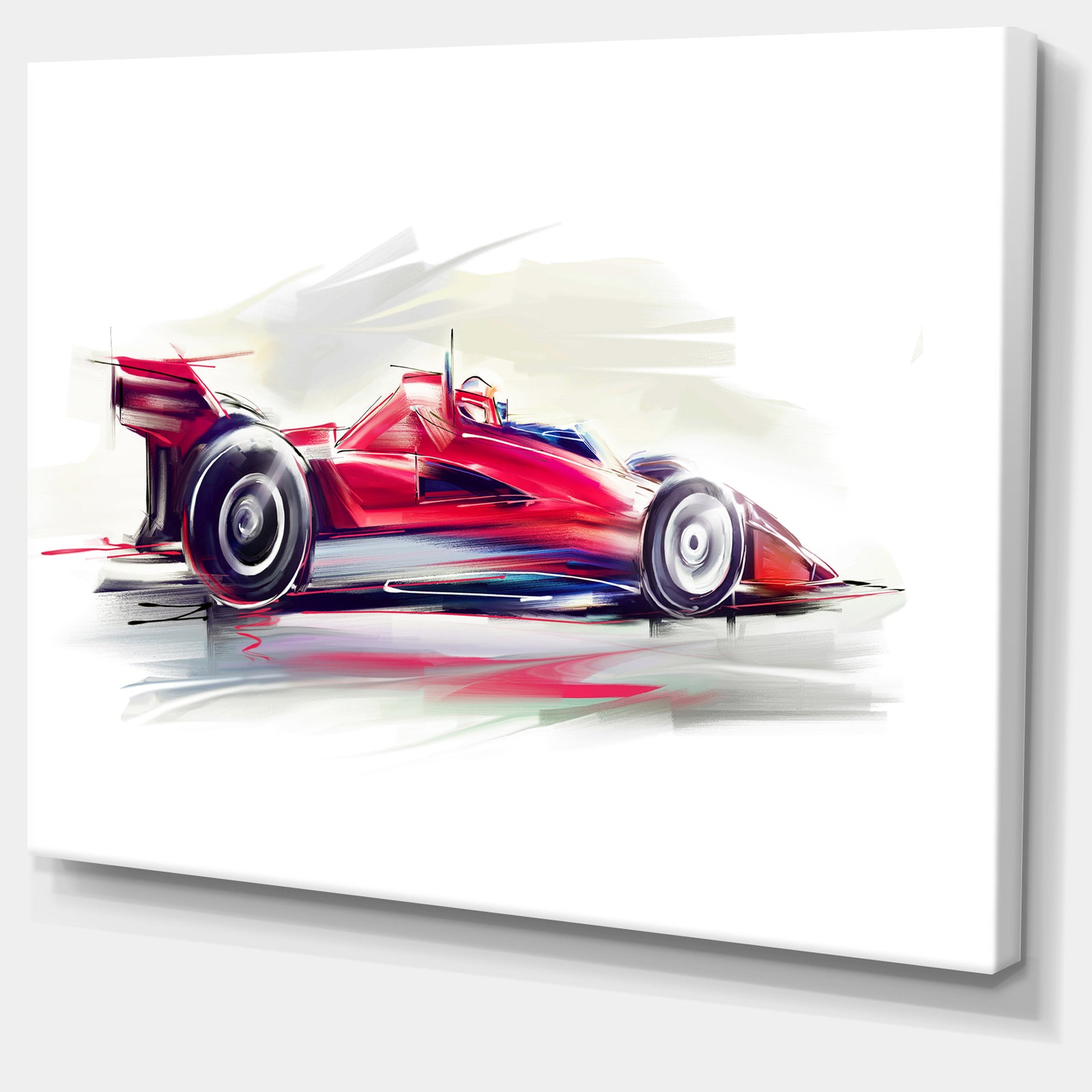 Red Formula One Car - Digital Art Car Canvas Print