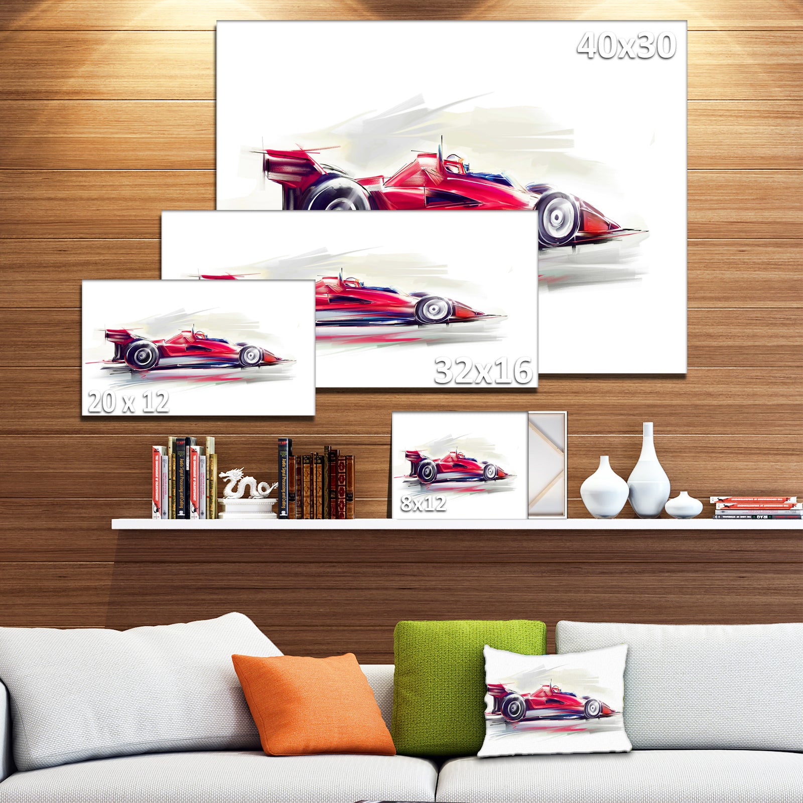 Red Formula One Car - Digital Art Car Canvas Print