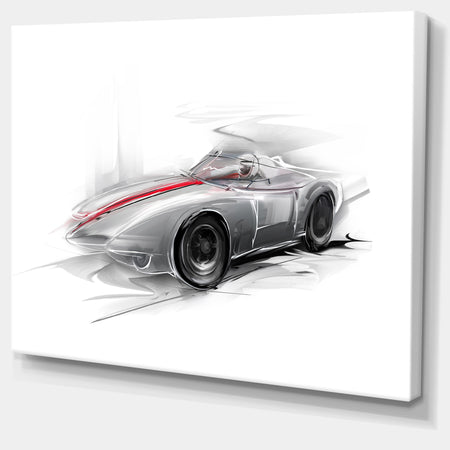 Silver Formula One Car - Digital Art Car Canvas Print