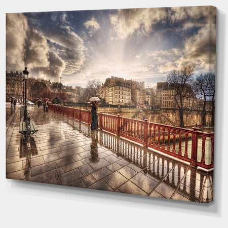Bridge in Rain - Landscape Photo Canvas Art Print