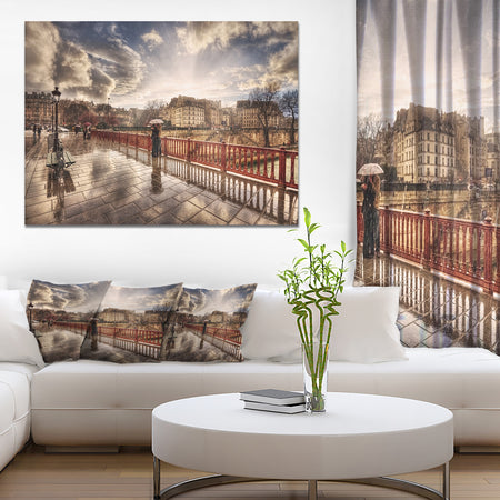 Bridge in Rain - Landscape Photo Canvas Art Print