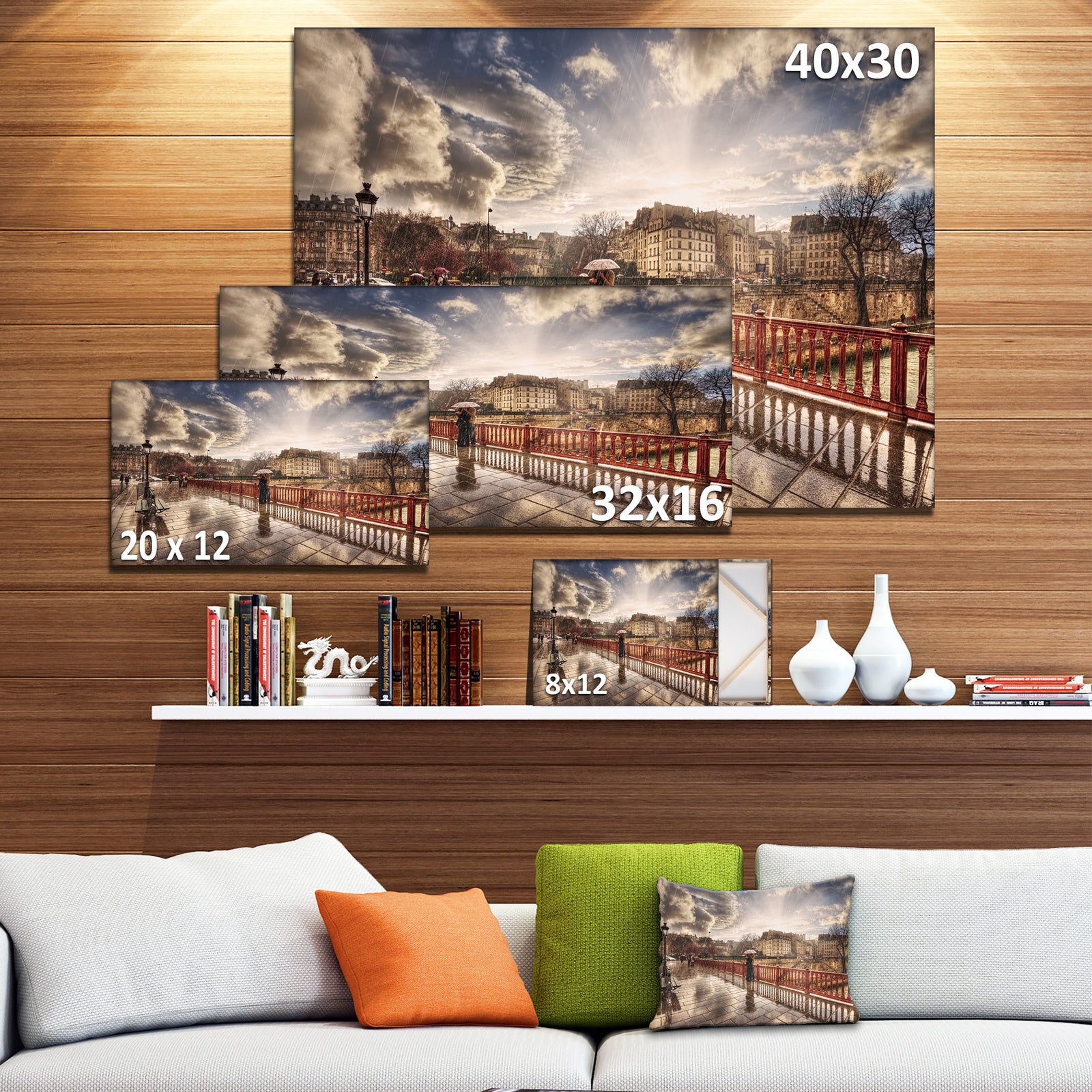 Bridge in Rain - Landscape Photo Canvas Art Print