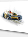 Yellow Formula One Car - Digital Art Car Canvas Print