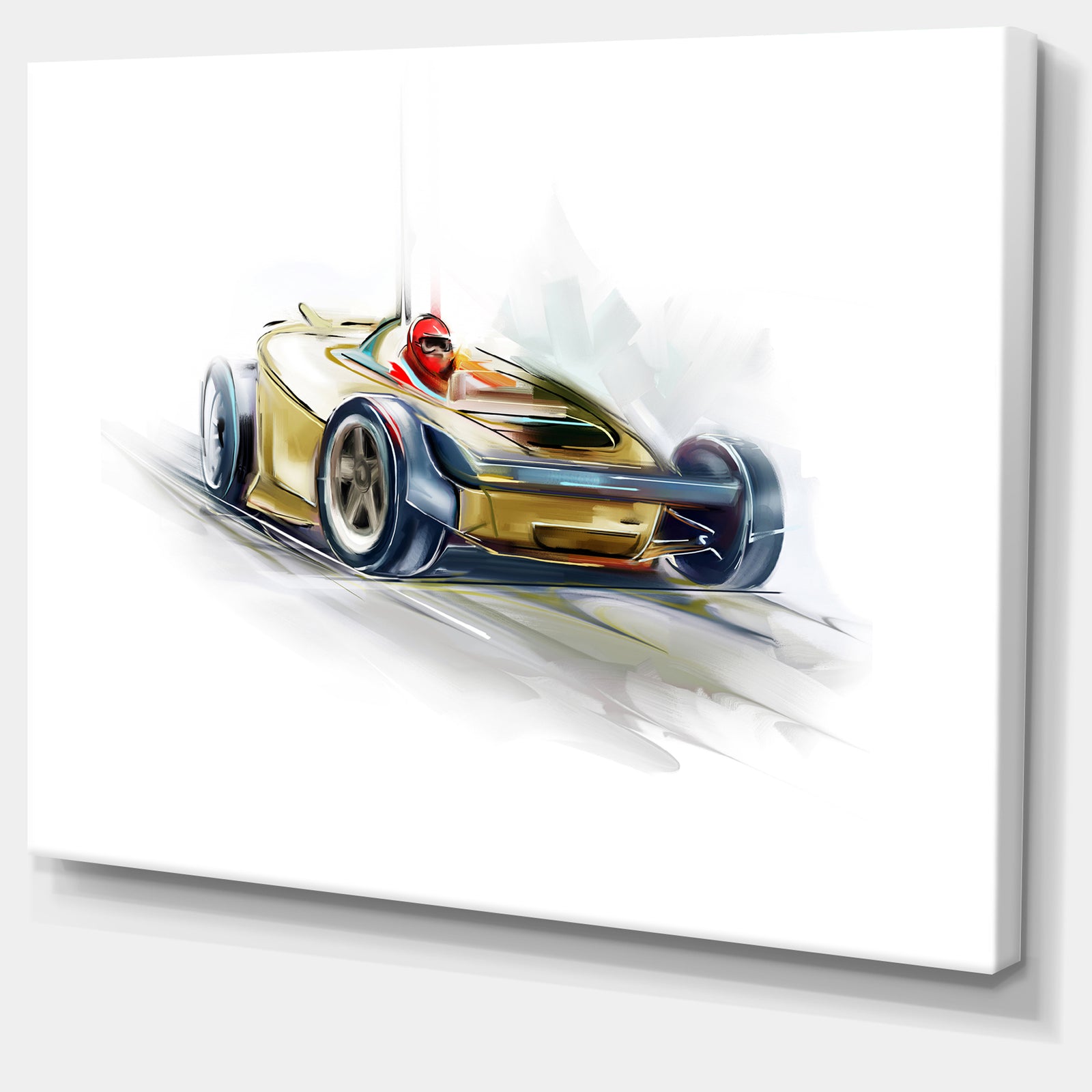 Yellow Formula One Car - Digital Art Car Canvas Print
