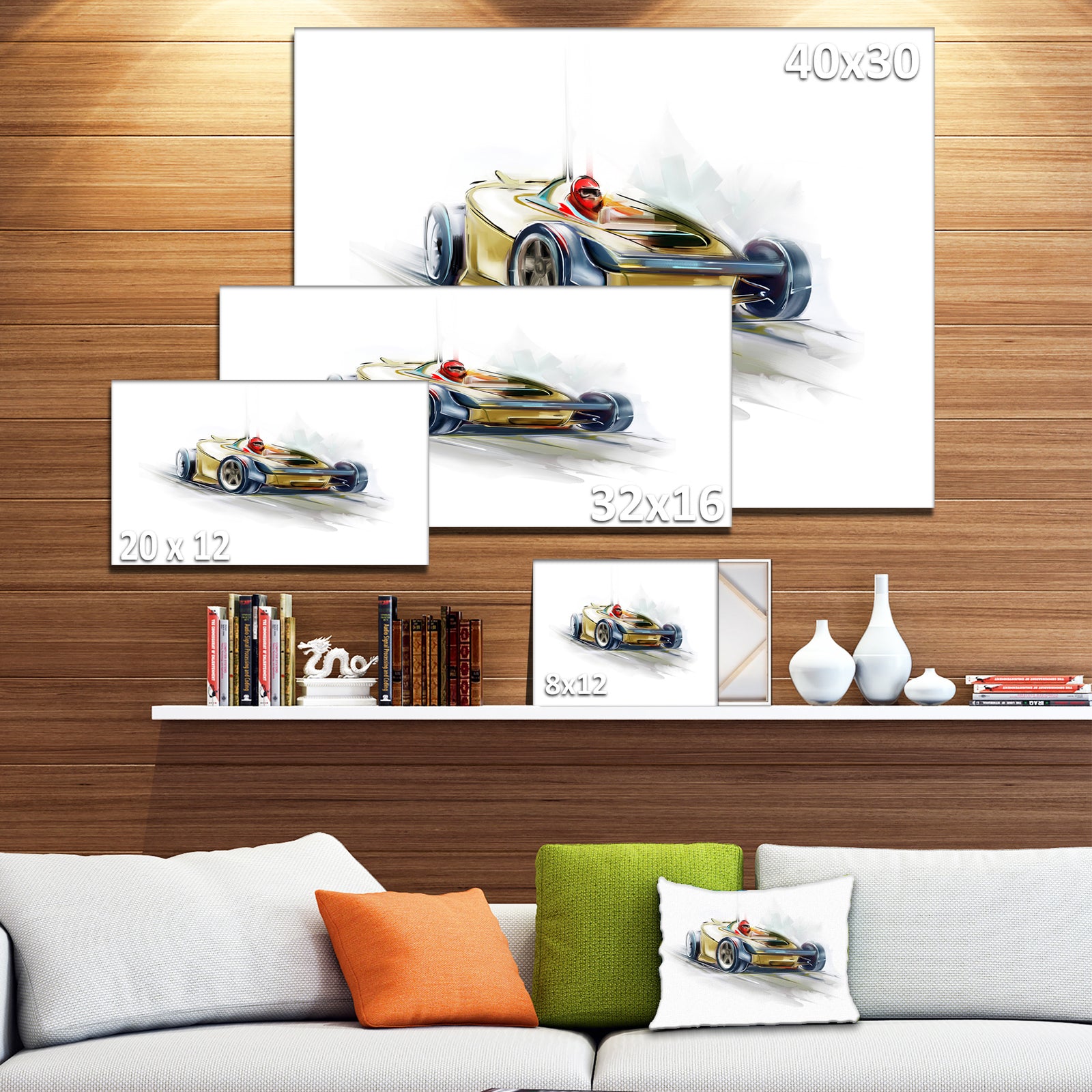 Yellow Formula One Car - Digital Art Car Canvas Print
