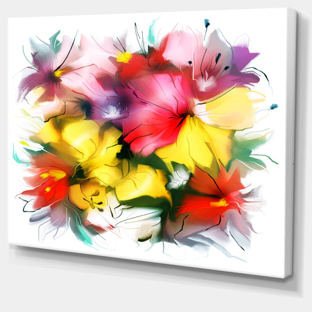 Textured Flowers in Multiple Hues - Painting Canvas Print