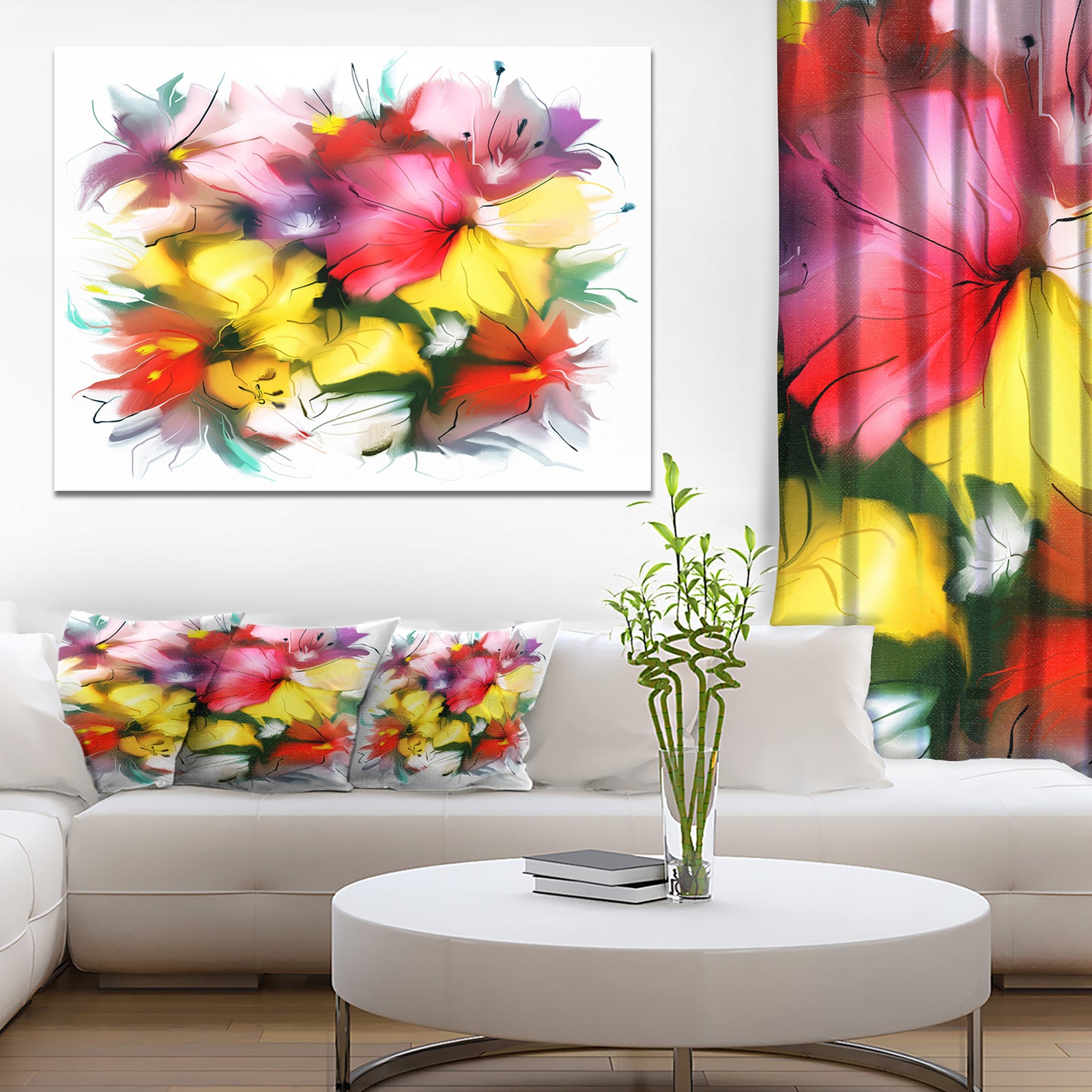 Textured Flowers in Multiple Hues - Painting Canvas Print