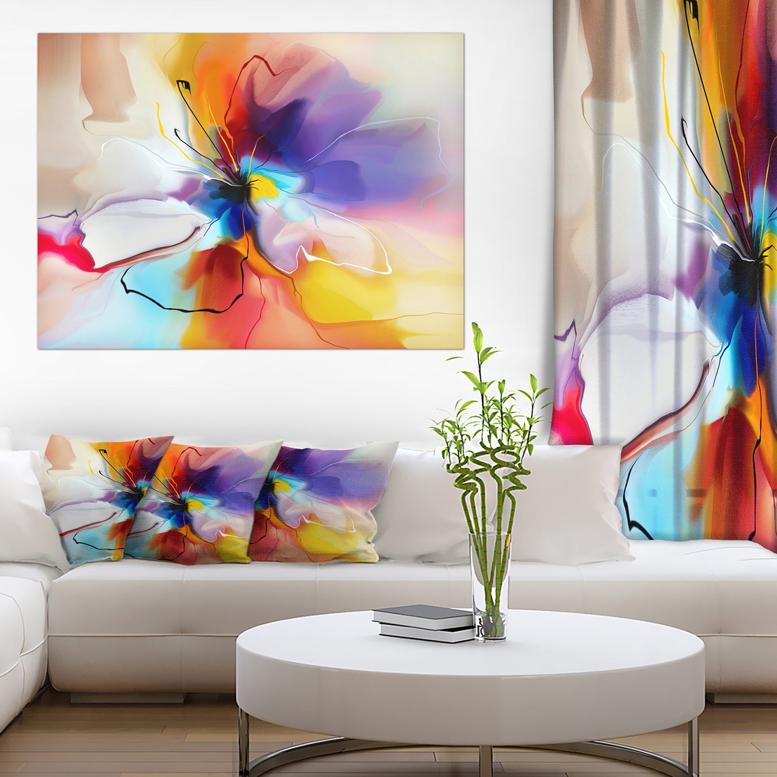 Creative Flower in Multiple Colors - Abstract Floral Canvas Print