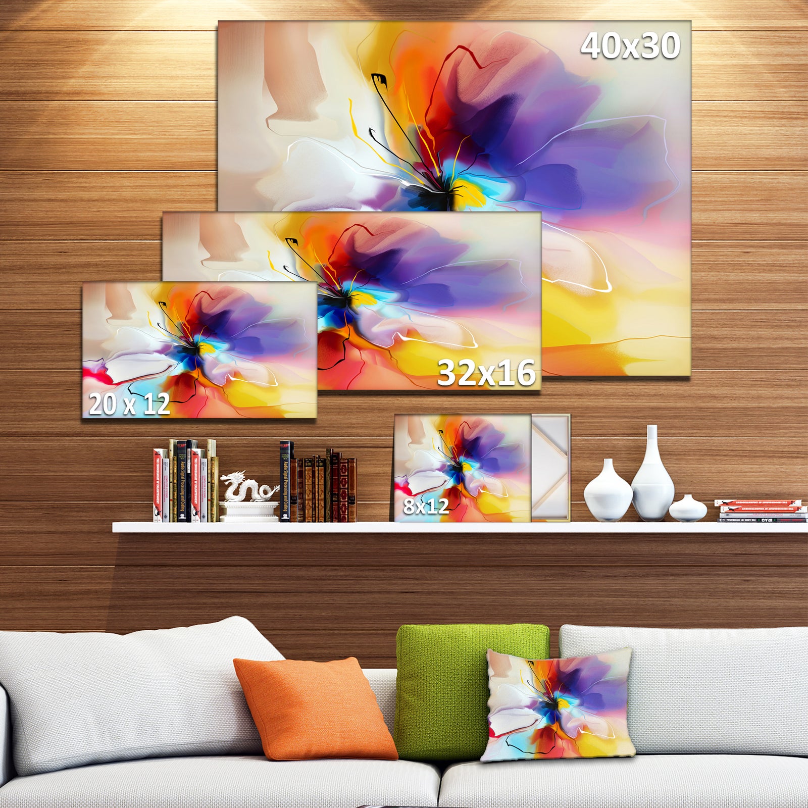 Creative Flower in Multiple Colors - Abstract Floral Canvas Print