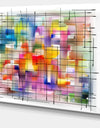 Colorful Stain Design with Grid - Abstract Painting Canvas Print