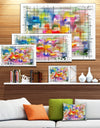 Colorful Stain Design with Grid - Abstract Painting Canvas Print