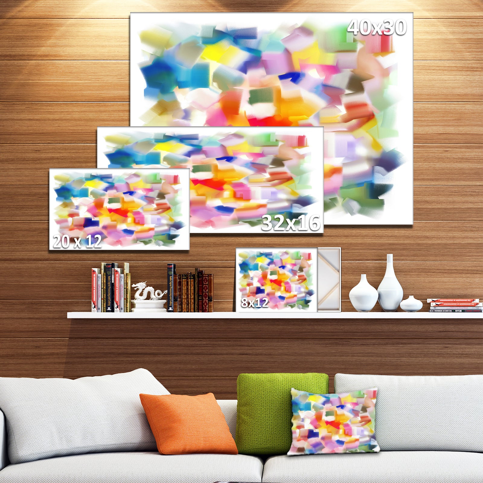 Colorful Stain Design without Grid - Abstract Painting Canvas Print