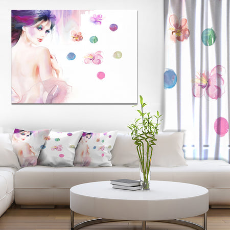 Fashion Woman with Purple Shade - Watercolor Painting Canvas Print