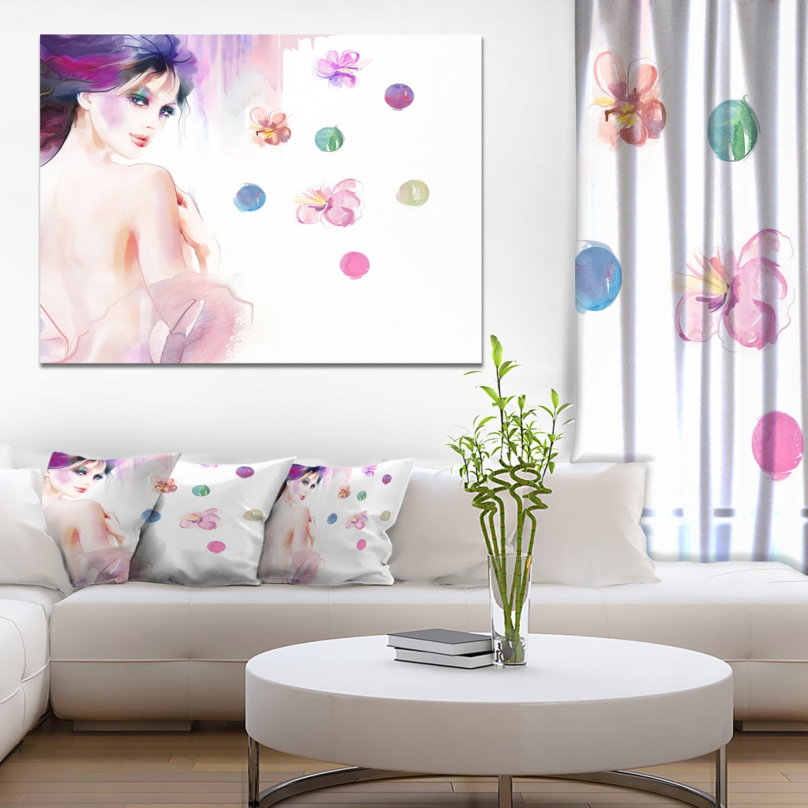 Fashion Woman with Purple Shade - Watercolor Painting Canvas Print
