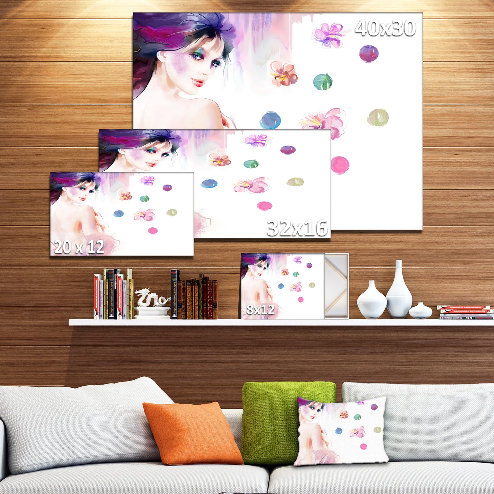 Fashion Woman with Purple Shade - Watercolor Painting Canvas Print