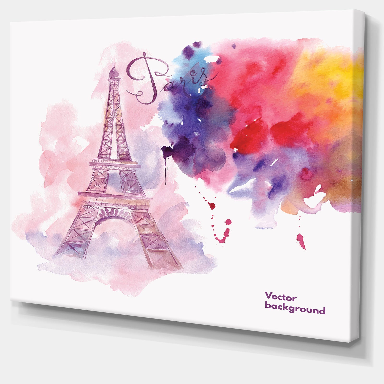 Eiffel Tower in Cloud of Colors - Watercolor Painting Canvas Print