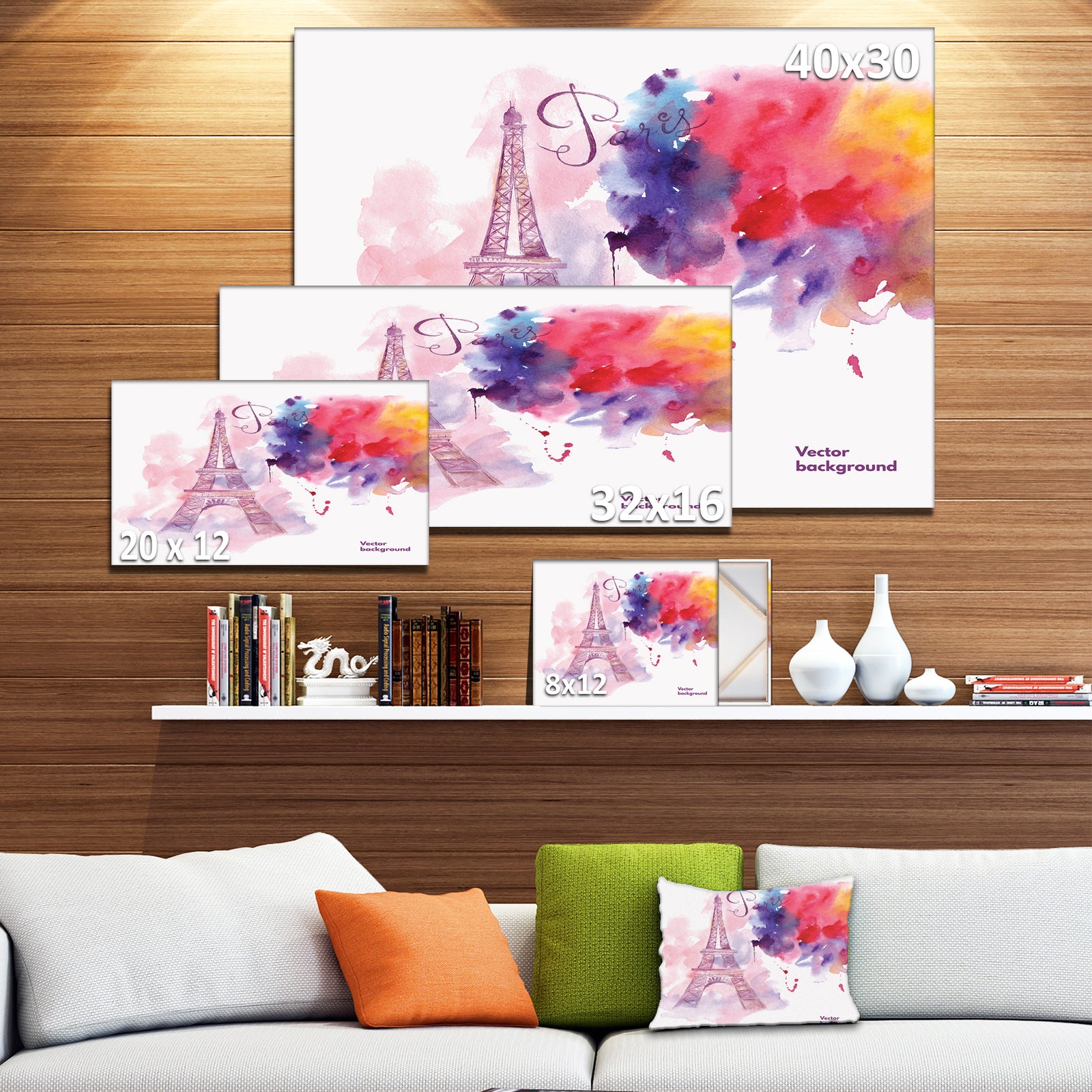 Eiffel Tower in Cloud of Colors - Watercolor Painting Canvas Print