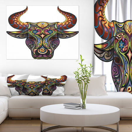Ornamental Bull - Animal Canvas Digital Art Print