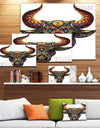 Ornamental Bull - Animal Canvas Digital Art Print