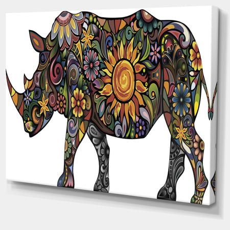 Cheerful Rhinoceros on White - Animal Digital Canvas Print