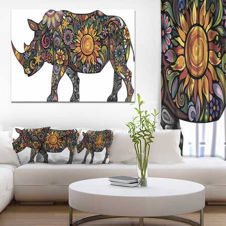 Cheerful Rhinoceros on White - Animal Digital Canvas Print
