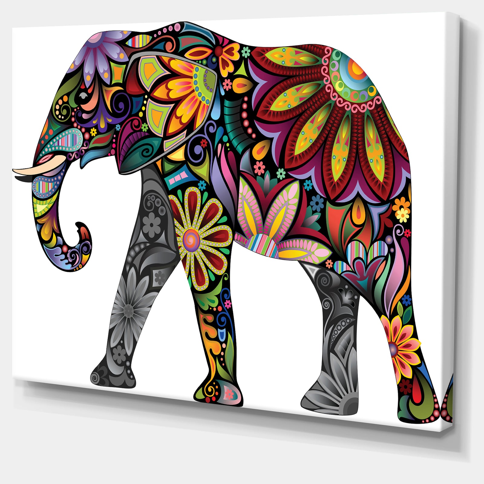 Yellow Cheerful Elephant - Animal Digital Art Canvas Print